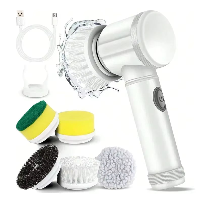 Cordless Electric Spin Scrubber with 5 Replaceable Brush Heads Powerful Cleaning Tool
