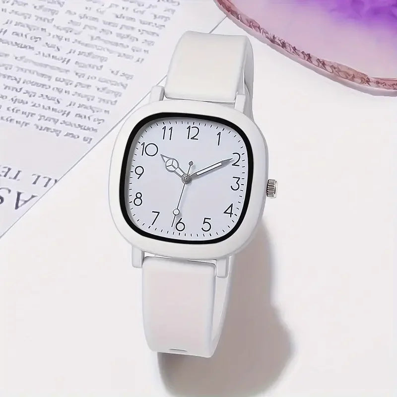 Fashion Silicone Band Women Quartz Watches Set Casual Arabic Dial Wristwatch for Girls Clock Reloj Hombre（Without Box）