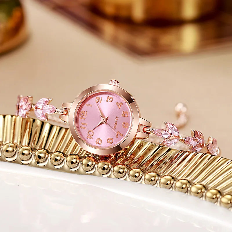Elegant Women’s Quartz Watch – Rhinestone Bracelet Style (Without Box）