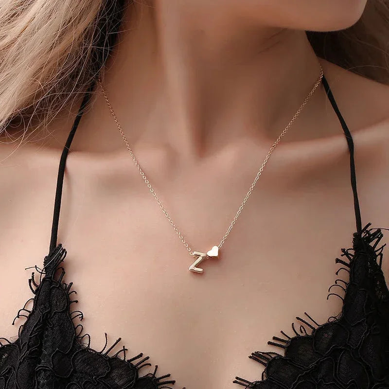 SUMENG Tiny Heart Initial Necklace Gold & Silver Choker