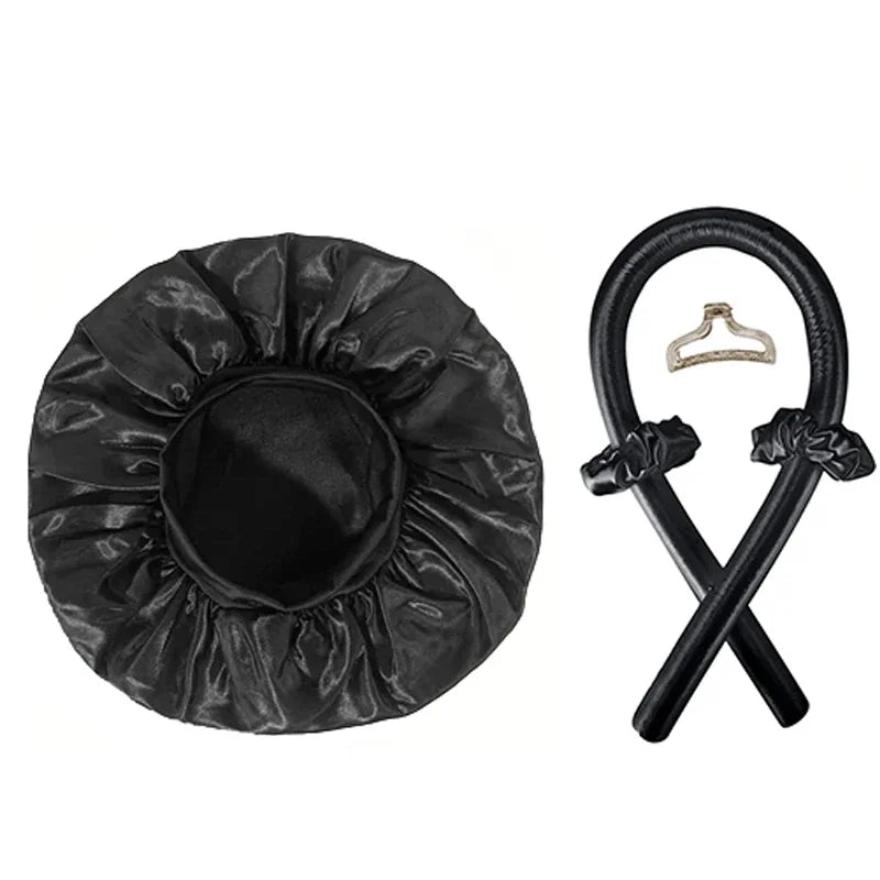 Heat  Free  Hair Curler And Satin Sleeping Cap Set