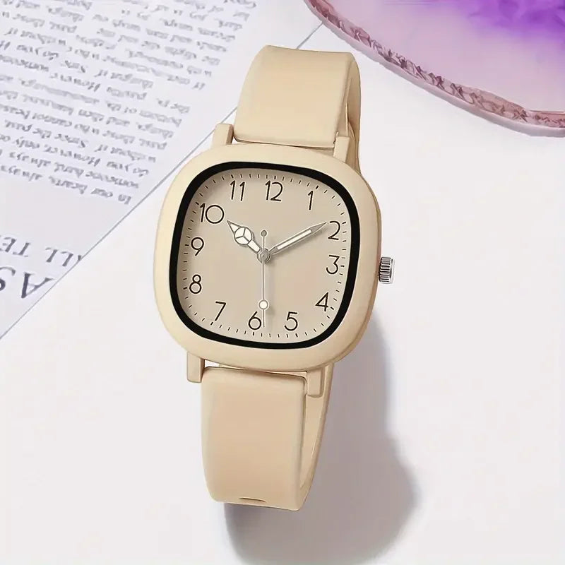 Fashion Silicone Band Women Quartz Watches Set Casual Arabic Dial Wristwatch for Girls Clock Reloj Hombre（Without Box）