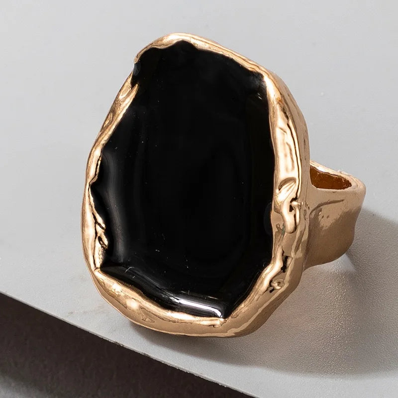 Stylish Bohemian Black Stone Ring – Unisex Fashion