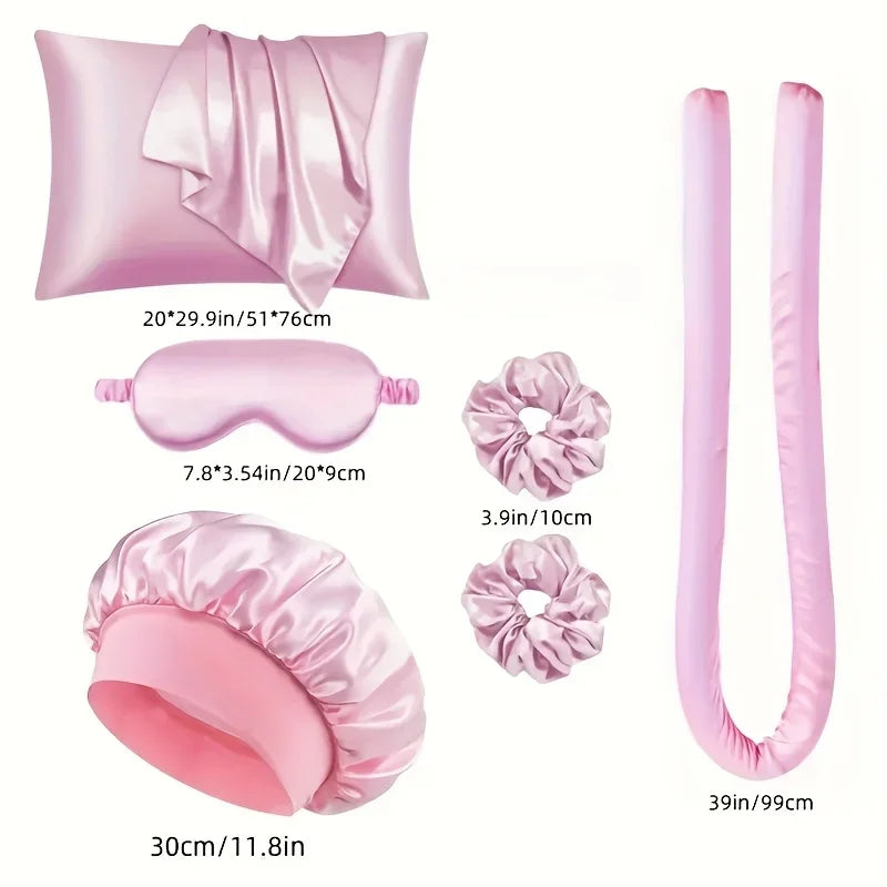Morsue Heatless Curling Kit for Women – Silk Curler, Sleep Mask & Shower Cap.