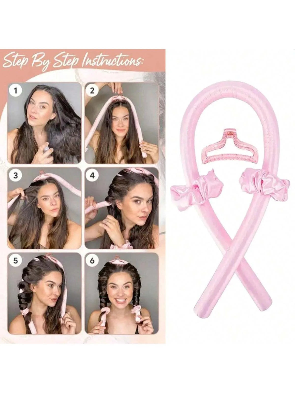 Morsue Heatless Curling Kit for Women – Silk Curler, Sleep Mask & Shower Cap.