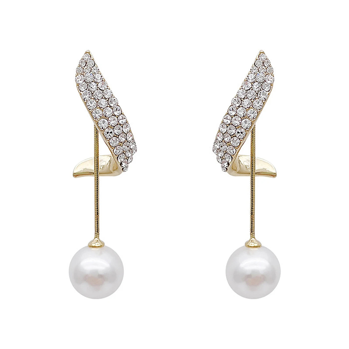Elegant Pearl & Crystal Long Tassel Earrings Classic Wedding Style.