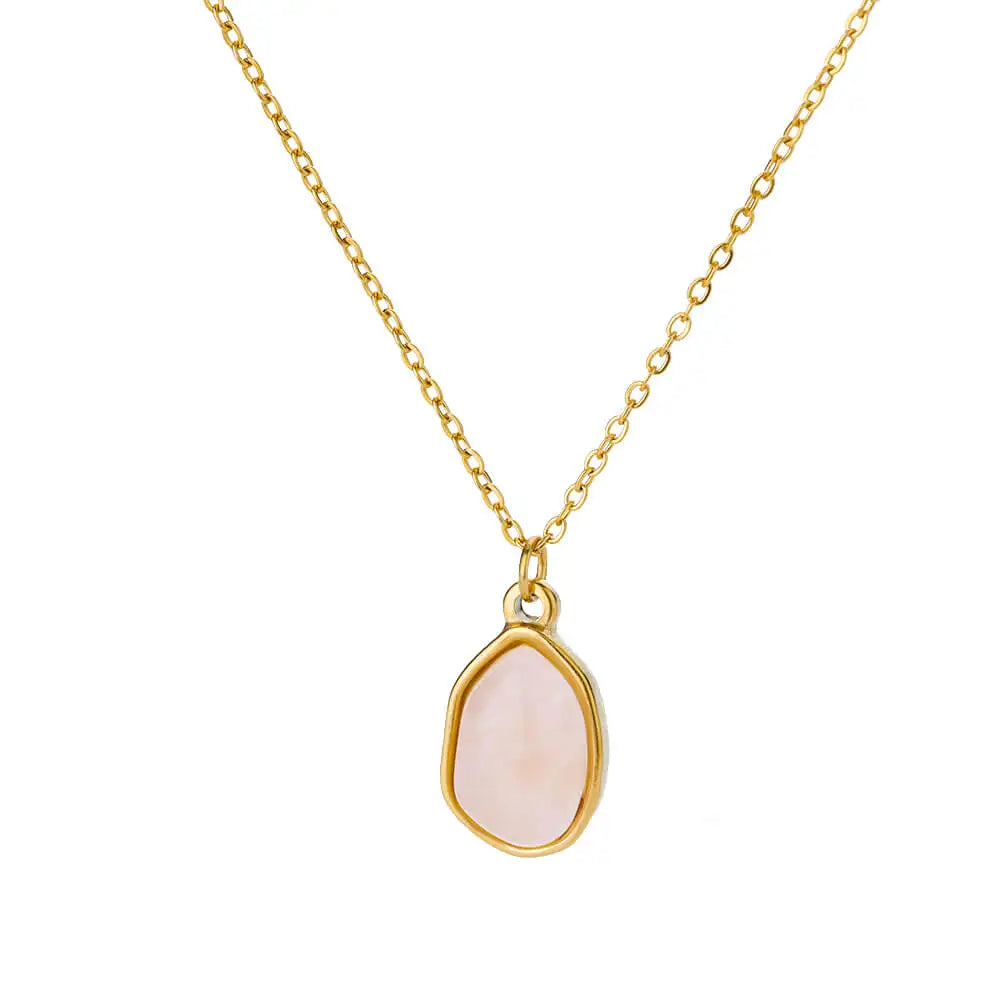 Opal Oval Necklace for Women Gold-Tone Stainless Steel.