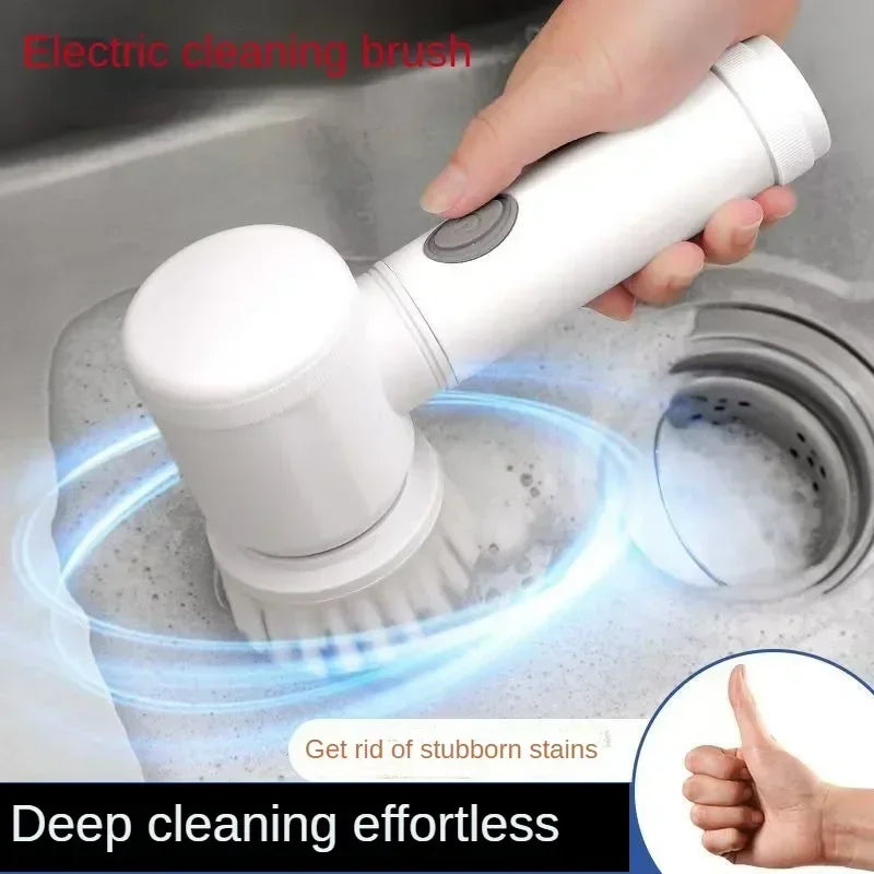 Cordless Electric Spin Scrubber with 5 Replaceable Brush Heads Powerful Cleaning Tool