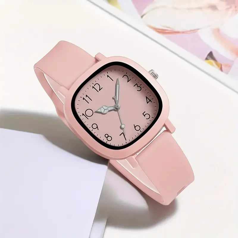 Fashion Silicone Band Women Quartz Watches Set Casual Arabic Dial Wristwatch for Girls Clock Reloj Hombre（Without Box）