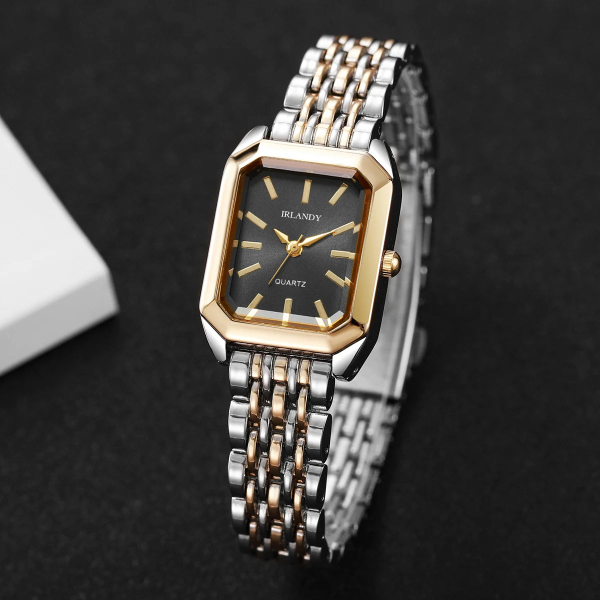 Fashion Rectangle Women’s Steel Strap Quartz Watch (Without Box)