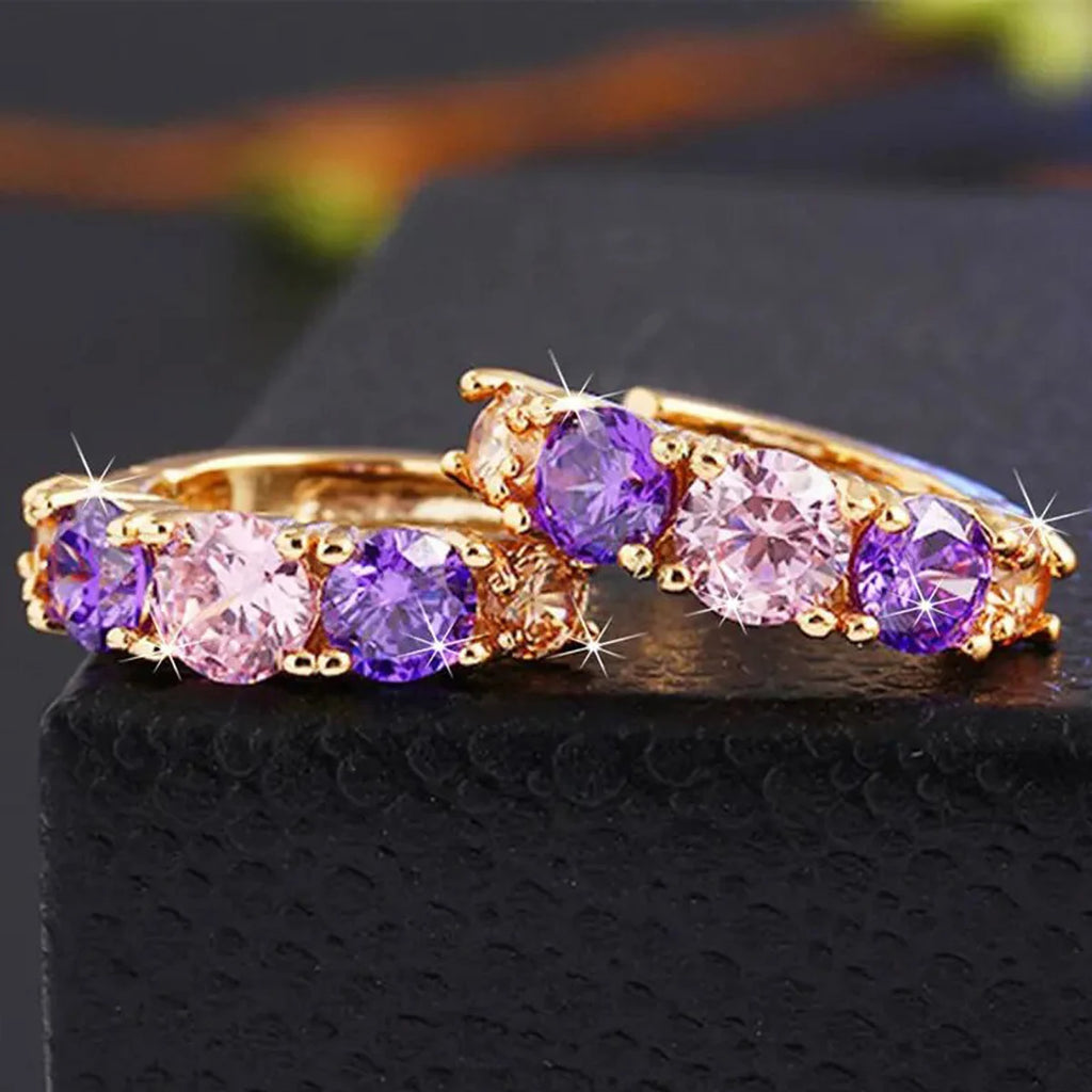 Purple Multicolor Zircon Earrings – Luxury Style
