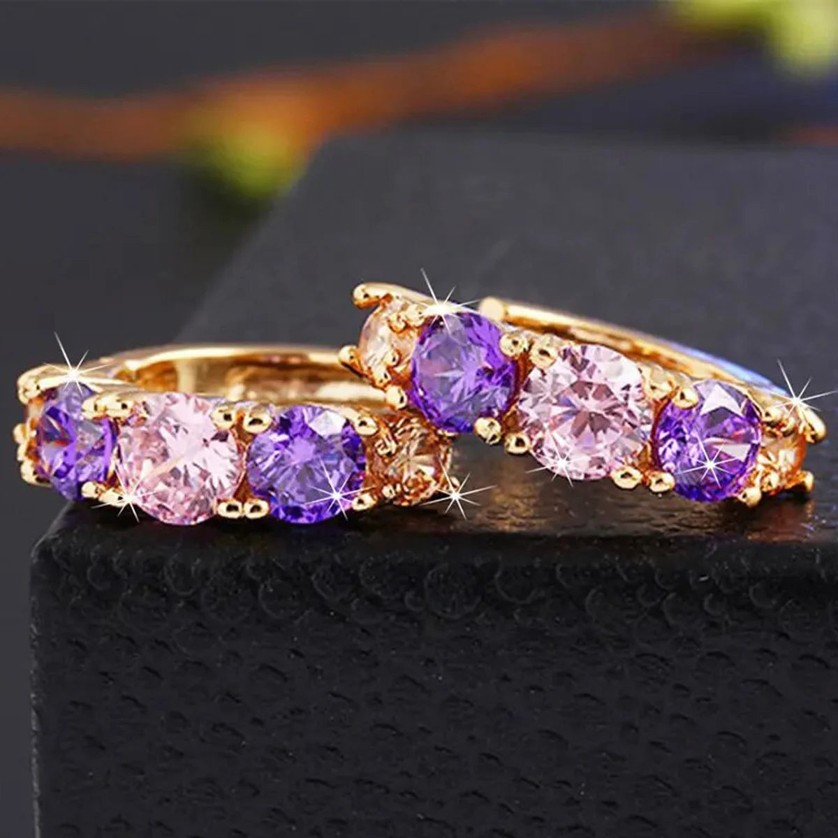 Purple Multicolor Zircon Earrings – Luxury Style