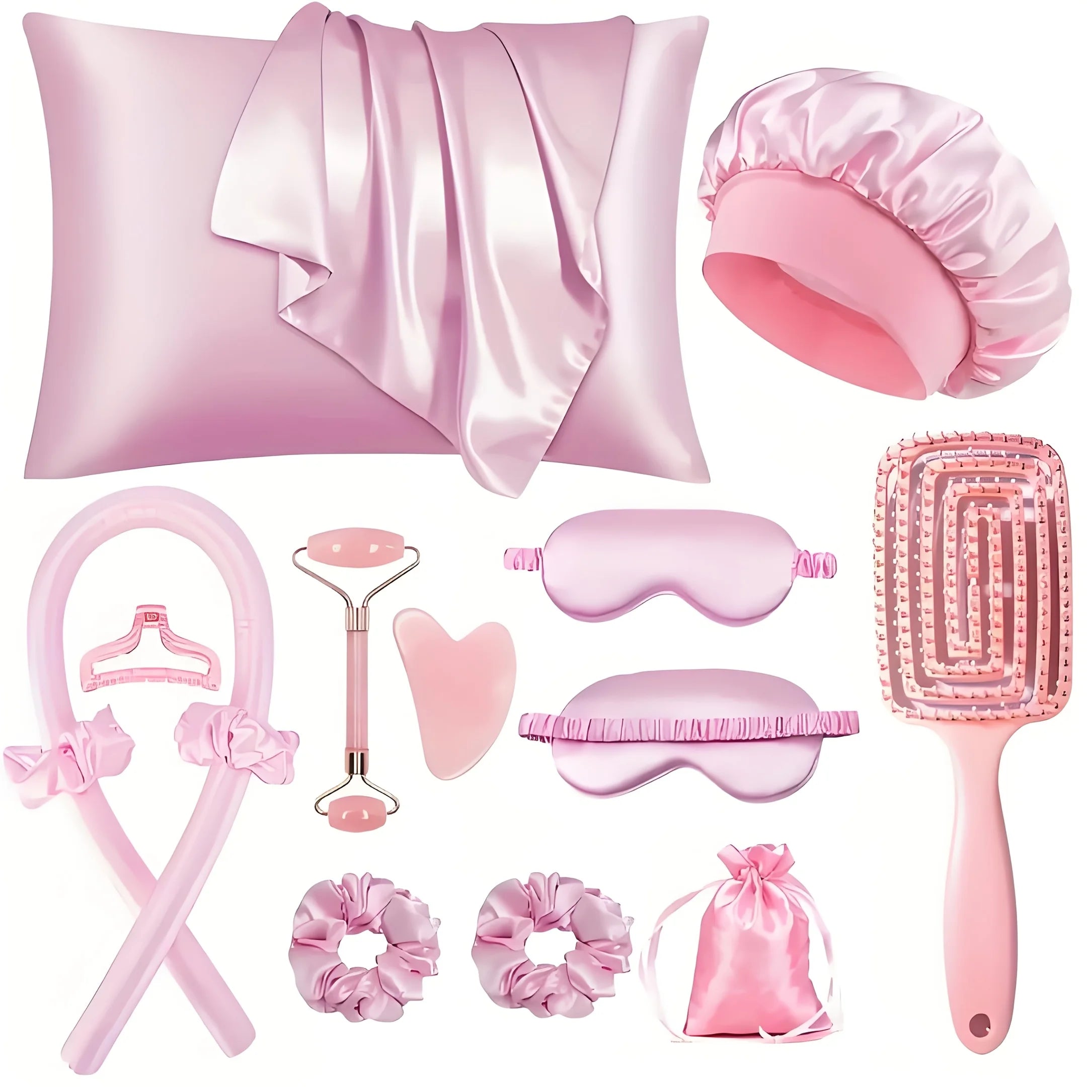 Morsue Heatless Curling Kit for Women – Silk Curler, Sleep Mask & Shower Cap.