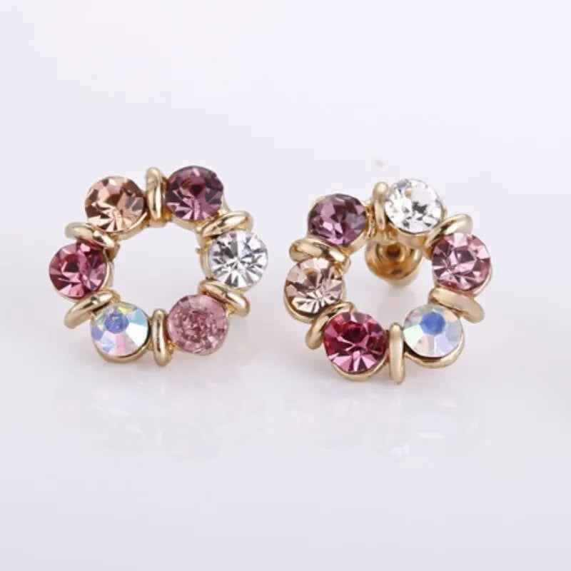 3PCS Gold Jewelry Set Circle Necklace & Earrings