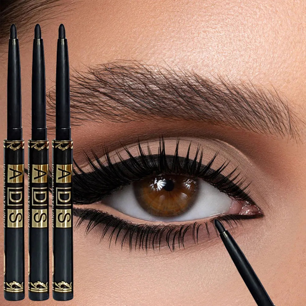 3pcs Long-Lasting Waterproof Black Eyeliner – Smudge-Proof