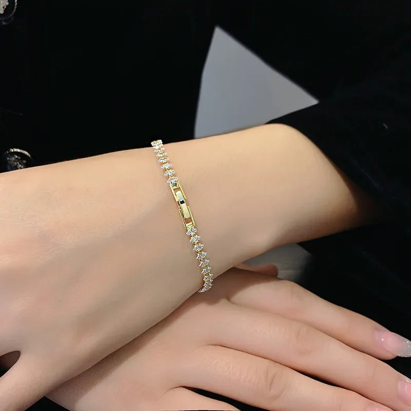 Luxury Crystal Geometric Chain Bracelet Women’s Rhinestone Jewelry