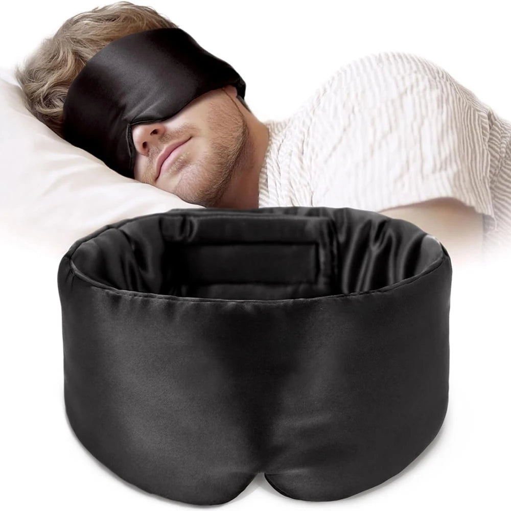 100% Mulberry Silk Sleep Mask, Soft, Padded & Light-Blocking.