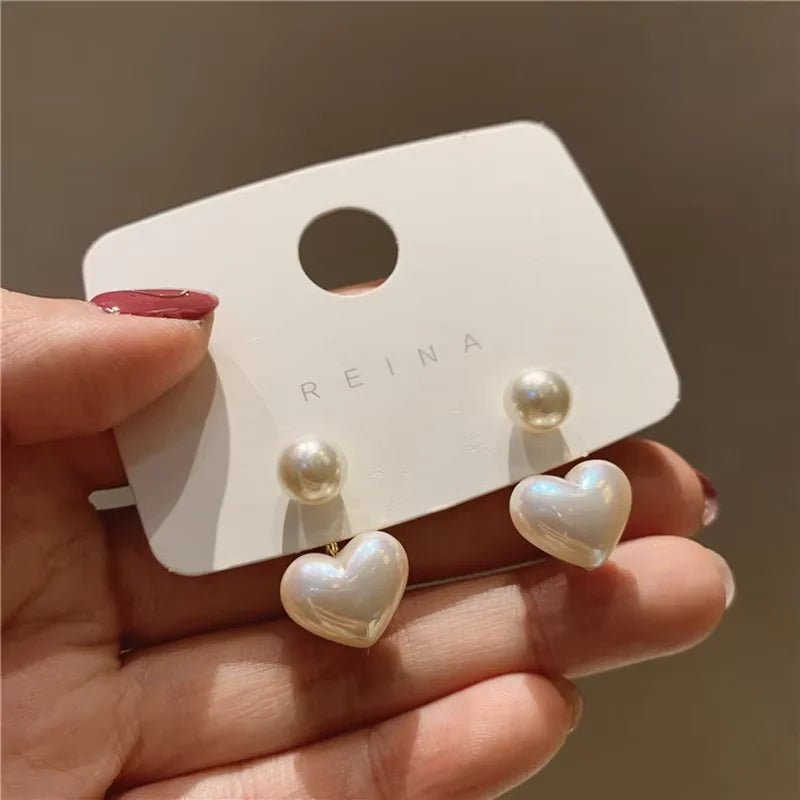 Pearl Heart Stud Earrings Elegant Party & Wedding Jewelry