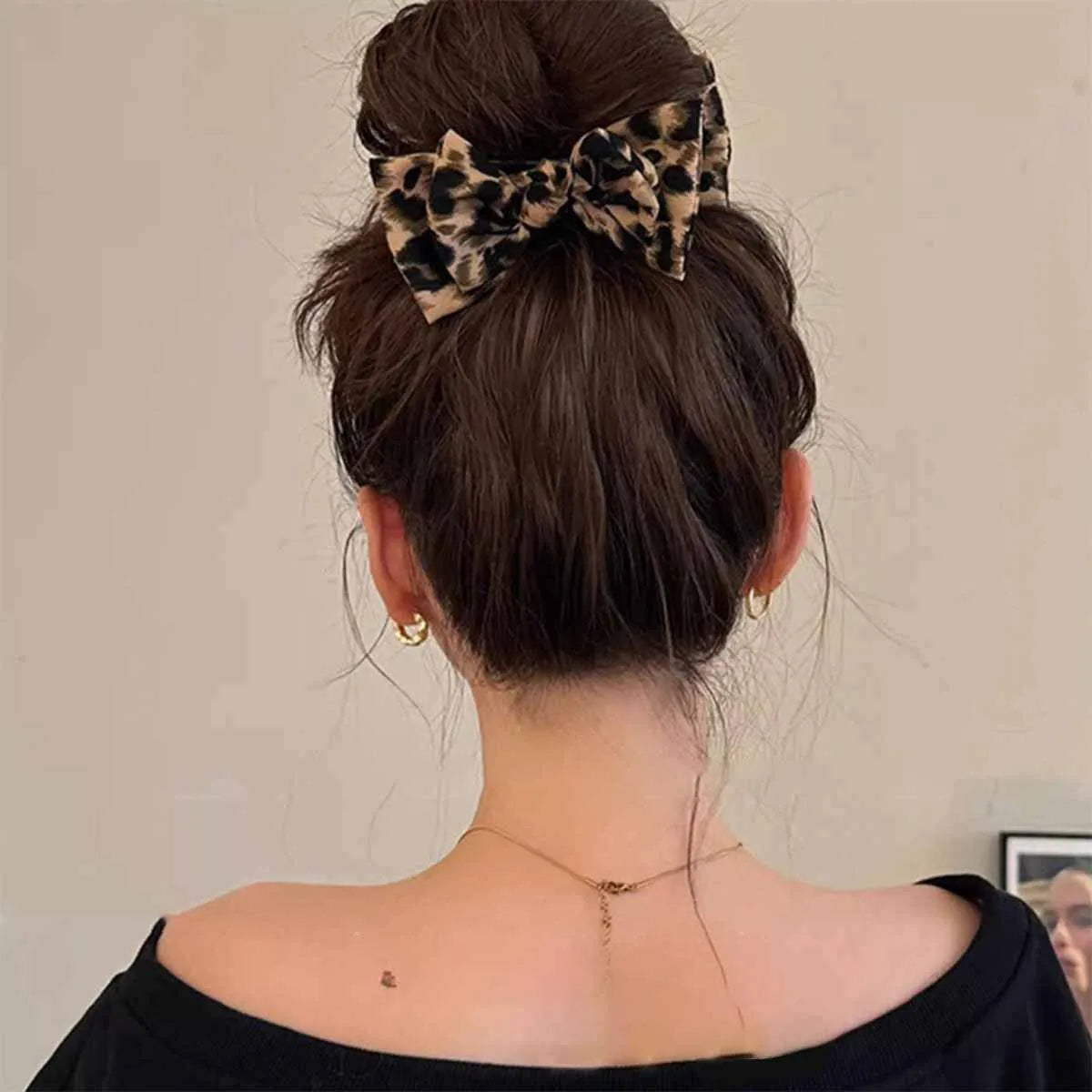 1pc Vintage Leopard Print Bow Premium Hair Grab Hair Accessory
