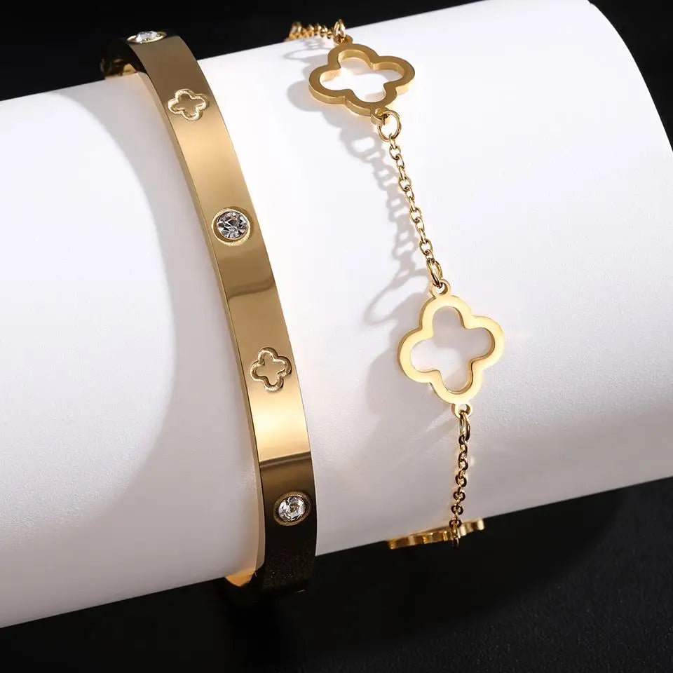 2PCS French Clover Bracelets Hot Selling Jewelry Gift