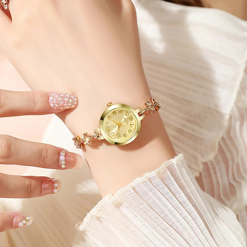 Elegant Women’s Quartz Watch – Rhinestone Bracelet Style (Without Box）