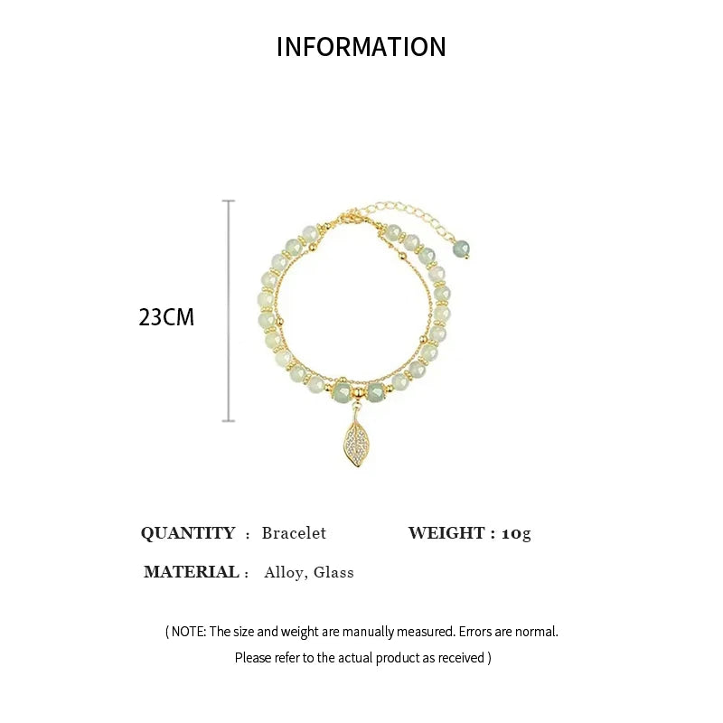 Jade & Gold Double-Chain Bracelet  Elegant Gift for Girls.