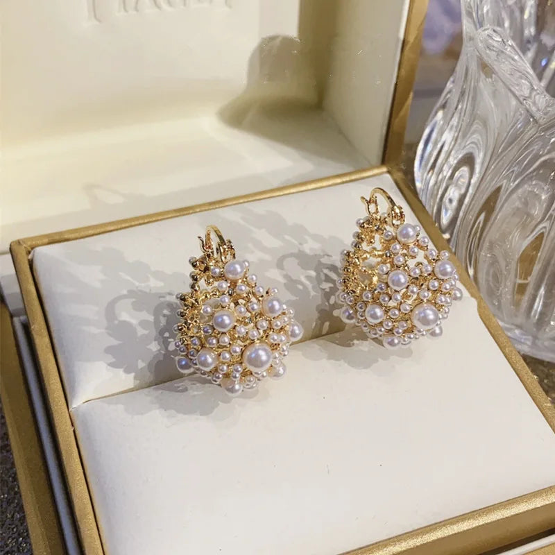 ZAKOL Irregular Pearl Earrings Trendy Metal Design