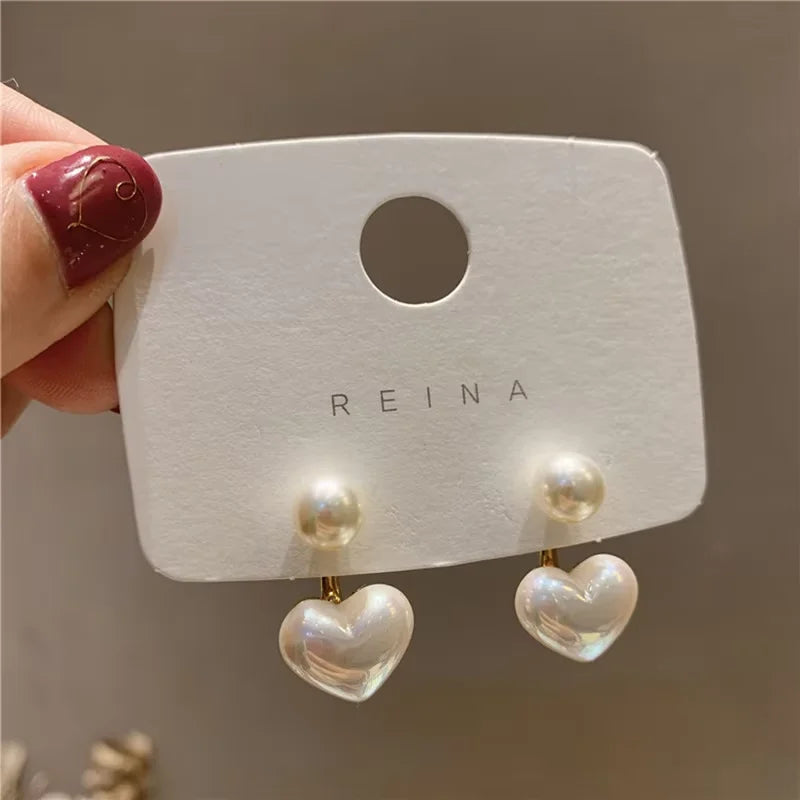 Pearl Heart Stud Earrings Elegant Party & Wedding Jewelry