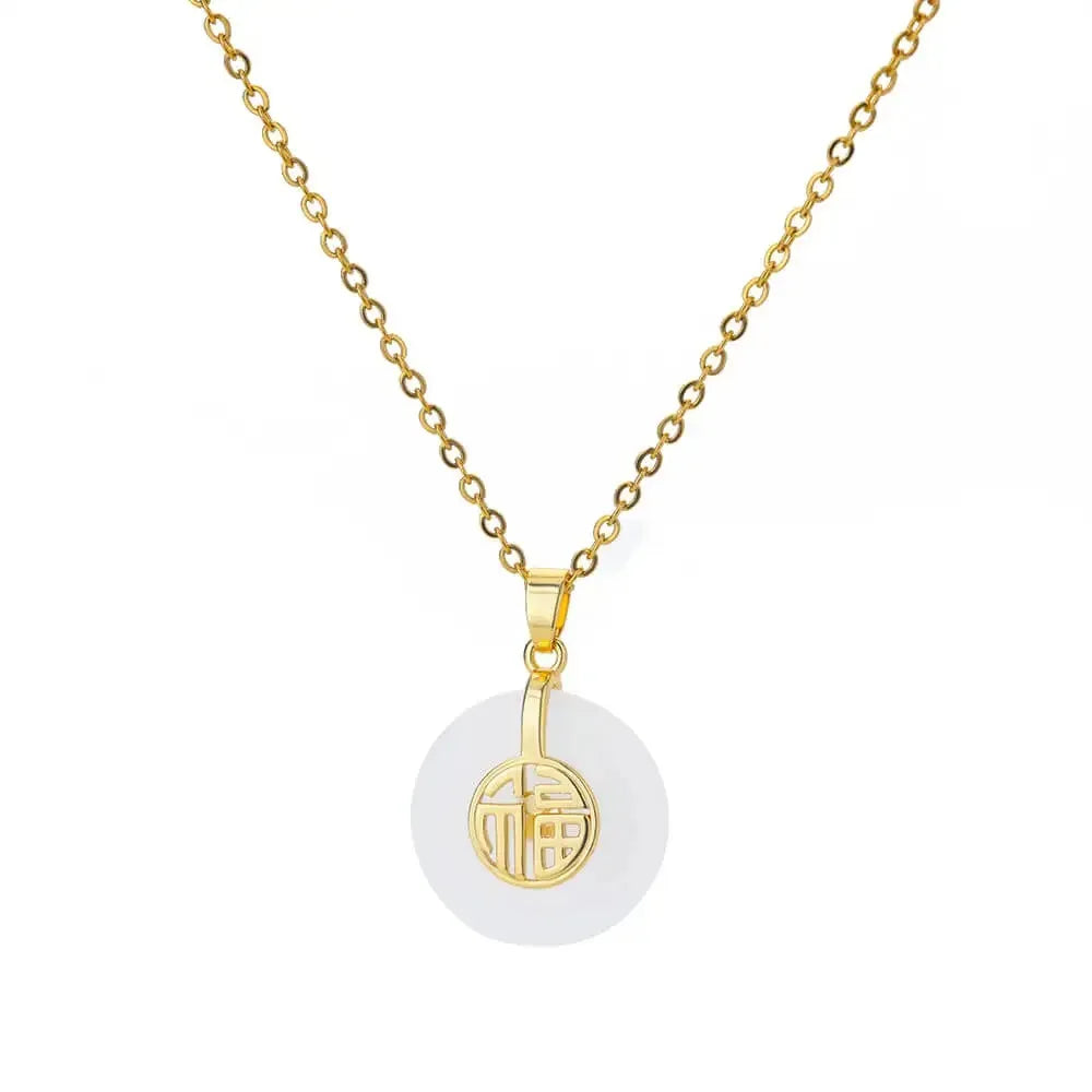 Opal Oval Necklace for Women Gold-Tone Stainless Steel.