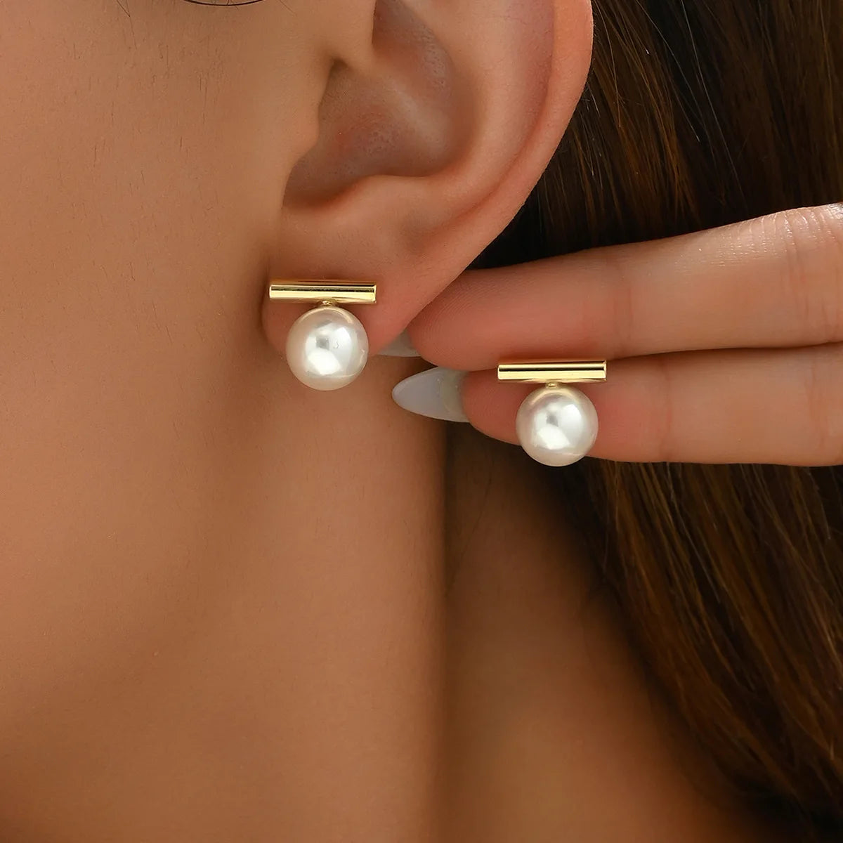 Simple Gold Pearl Earrings Fashion Jewelry for Women