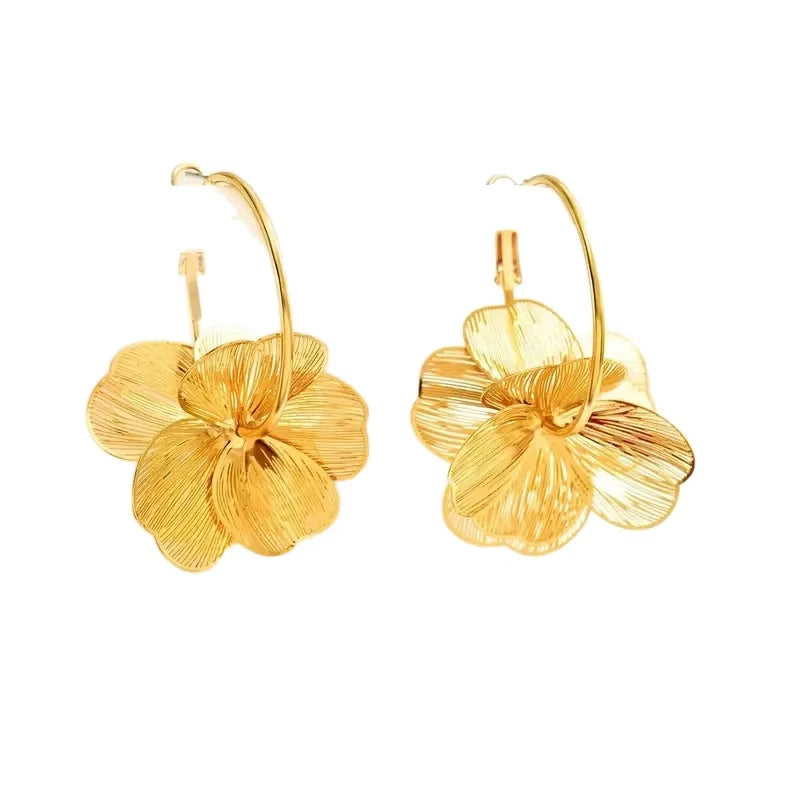 Vintage Gold Butterfly Flower Earrings Wedding & Party Jewelry