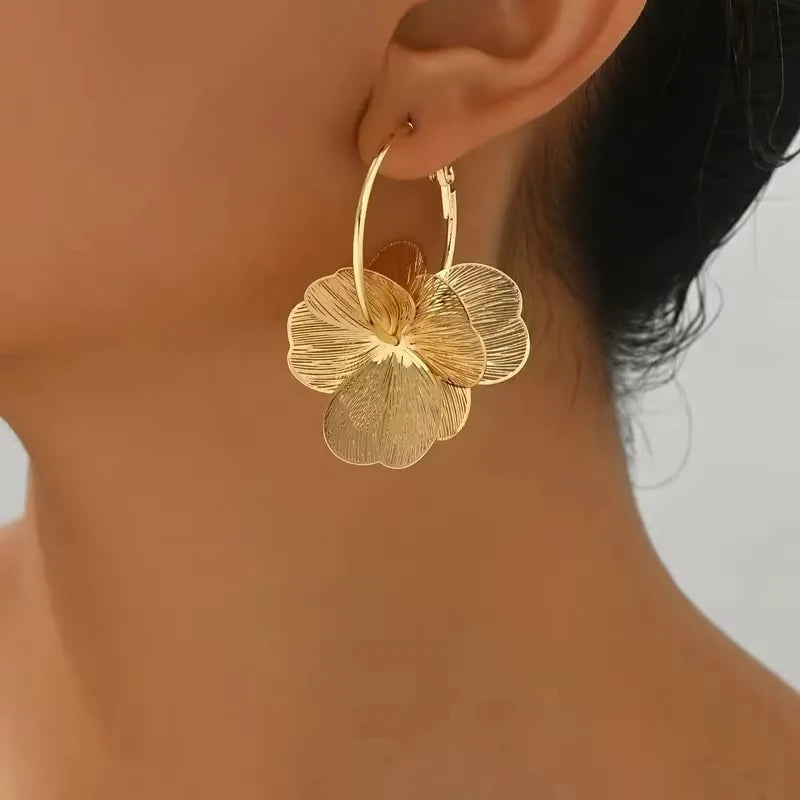 Vintage Gold Butterfly Flower Earrings Wedding & Party Jewelry