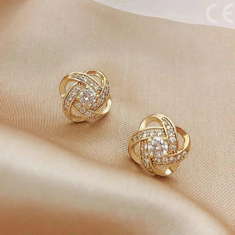 Shiny Zircon Crystal Earrings Square & Heart Design