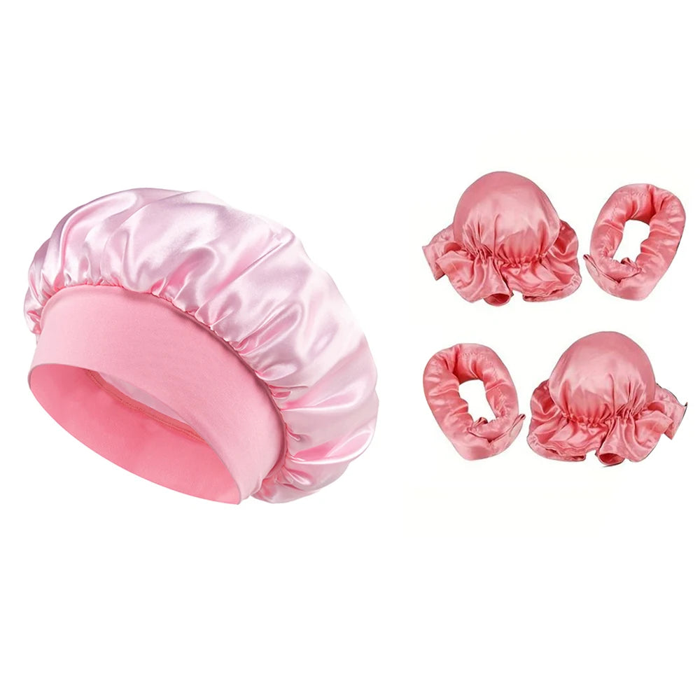 Heat  Free  Hair Curler And Satin Sleeping Cap Set