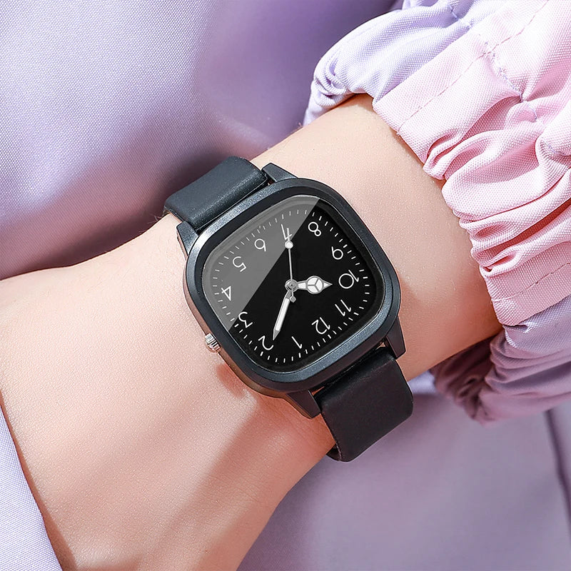 Fashion Silicone Band Women Quartz Watches Set Casual Arabic Dial Wristwatch for Girls Clock Reloj Hombre（Without Box）