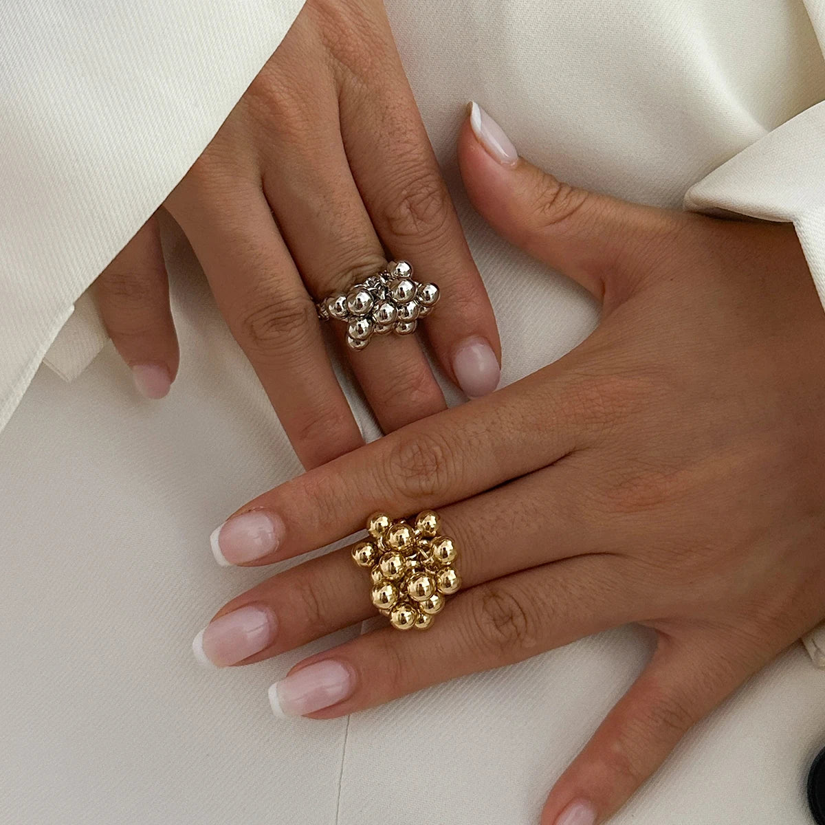 IngeSight.Z Small Ball Open Ring Stylish Unisex Jewelry