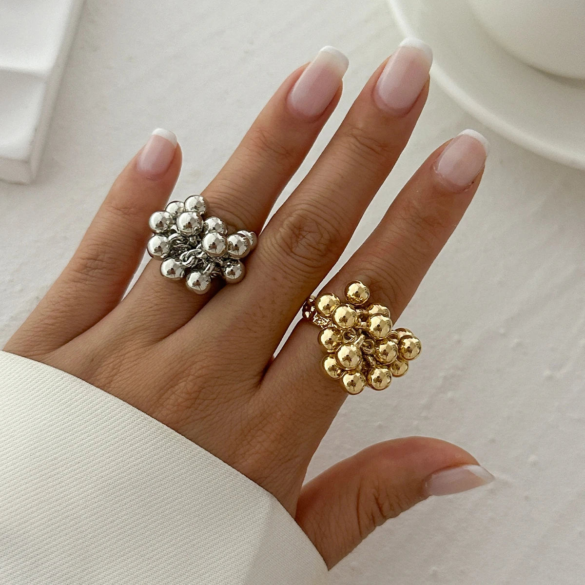 IngeSight.Z Small Ball Open Ring Stylish Unisex Jewelry