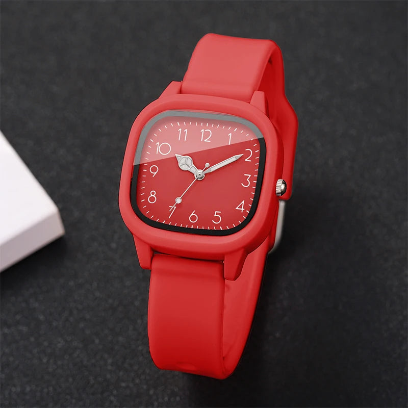 Fashion Silicone Band Women Quartz Watches Set Casual Arabic Dial Wristwatch for Girls Clock Reloj Hombre（Without Box）