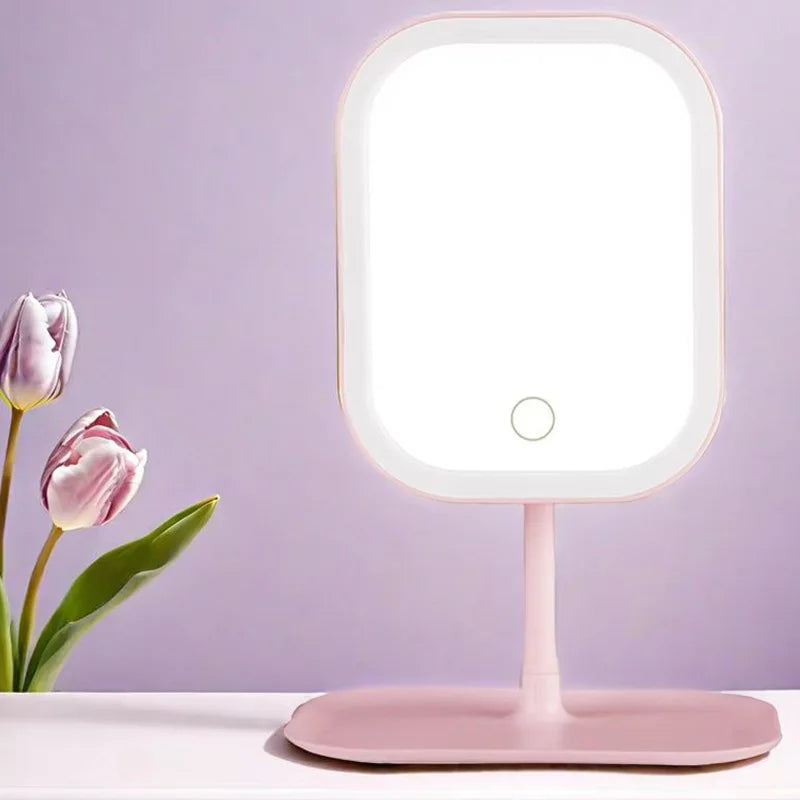 Touch LED Vanity Mirror – 3-Color Light for Bedroom or Desk