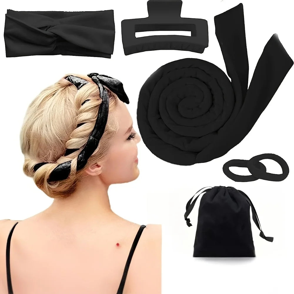 Morsue Heatless Curling Kit for Women – Silk Curler, Sleep Mask & Shower Cap.