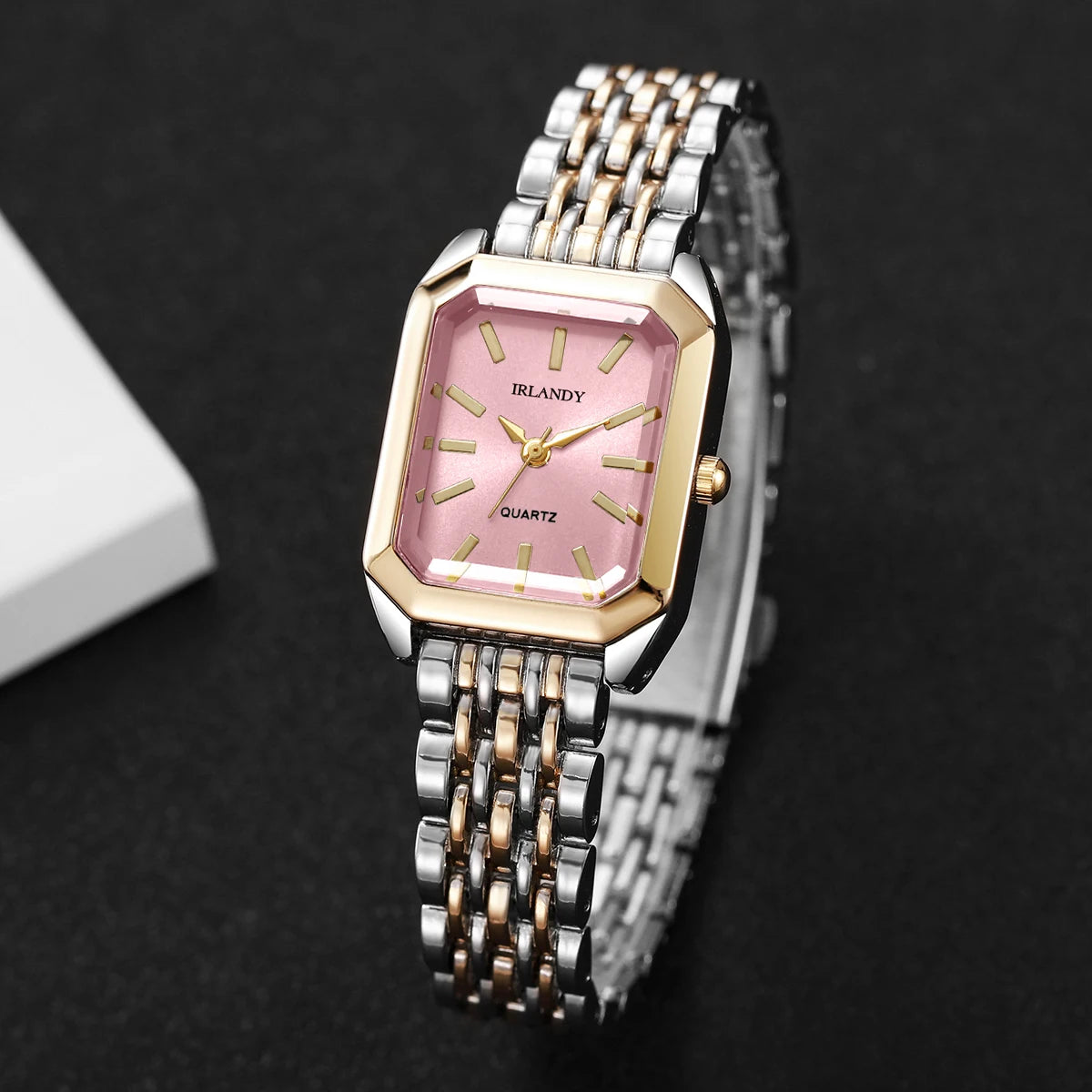 Fashion Rectangle Women’s Steel Strap Quartz Watch (Without Box)