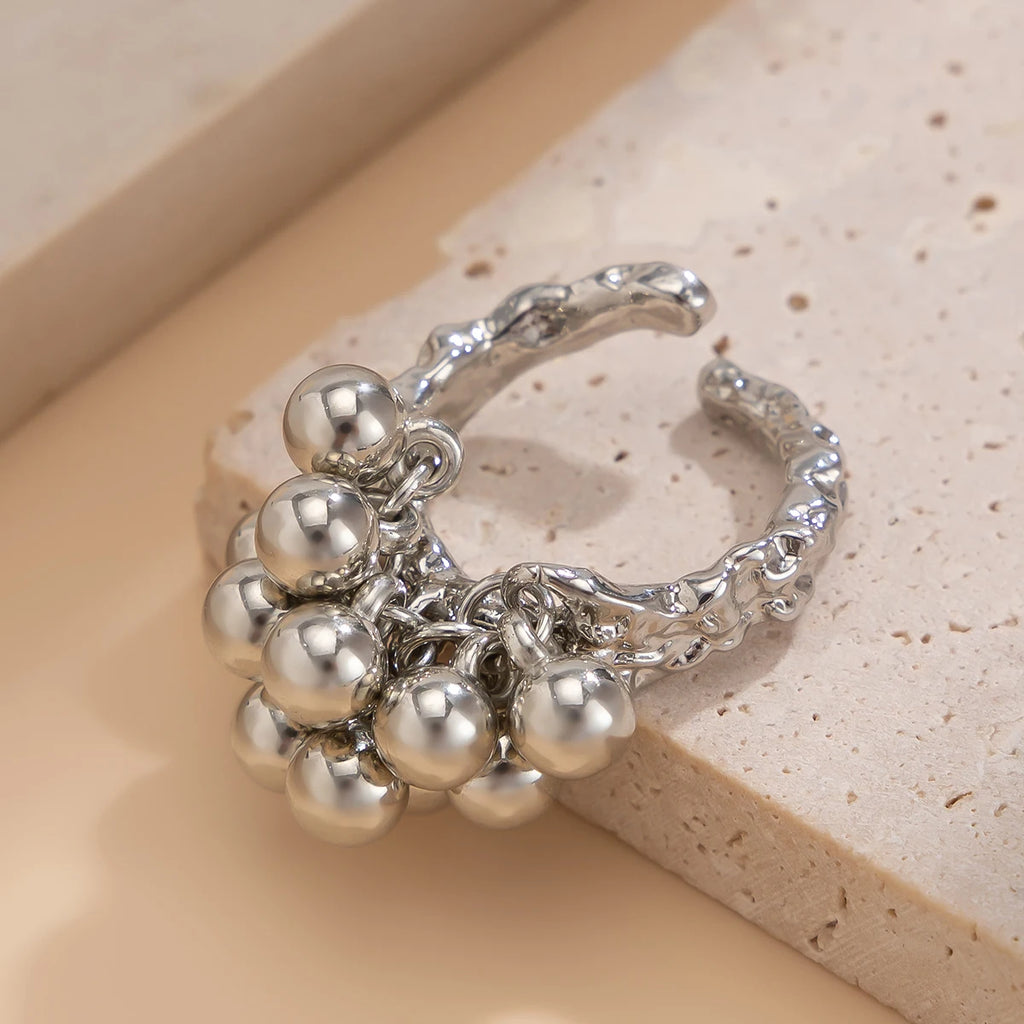 IngeSight.Z Small Ball Open Ring Stylish Unisex Jewelry