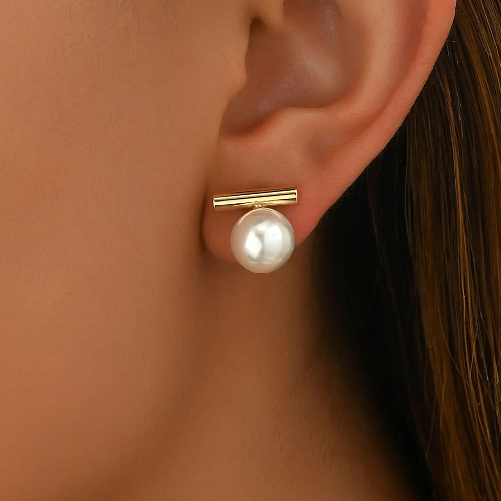 Simple Gold Pearl Earrings Fashion Jewelry for Women