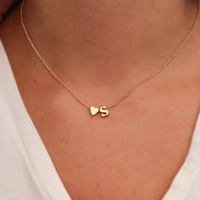 SUMENG Tiny Heart Initial Necklace Gold & Silver Choker