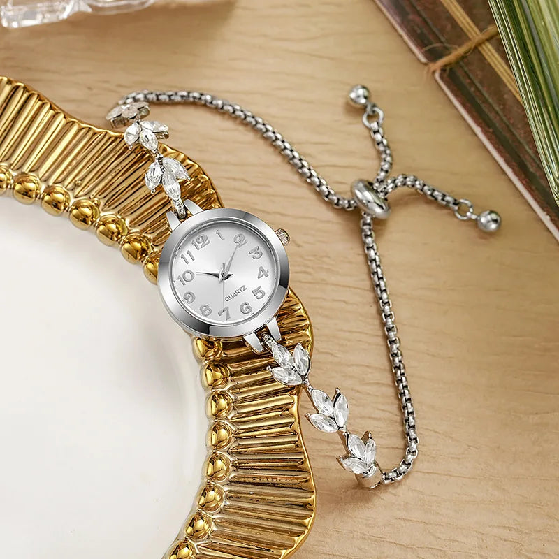 Elegant Women’s Quartz Watch – Rhinestone Bracelet Style (Without Box）