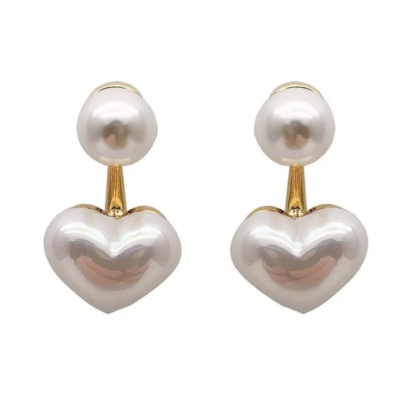 Pearl Heart Stud Earrings Elegant Party & Wedding Jewelry