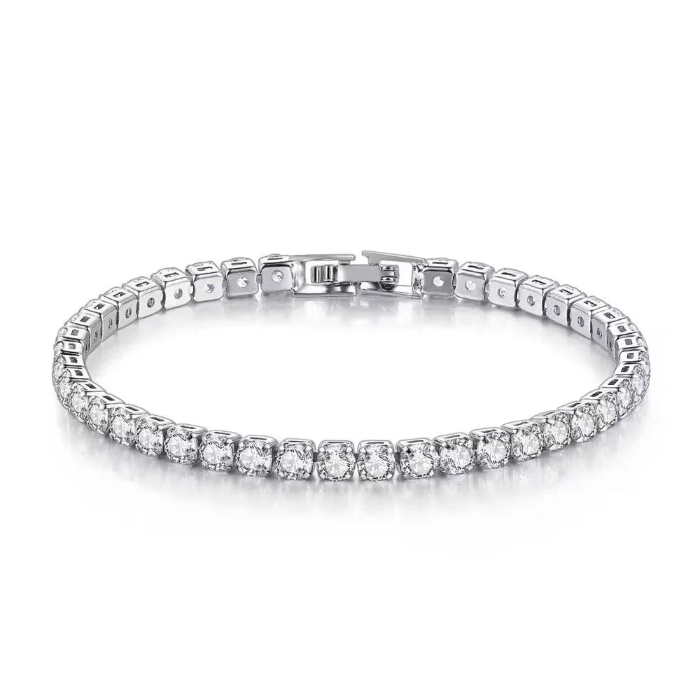 S925 Sterling Silver Tennis Bracelet 4mm Zirconia, 16–20 cm