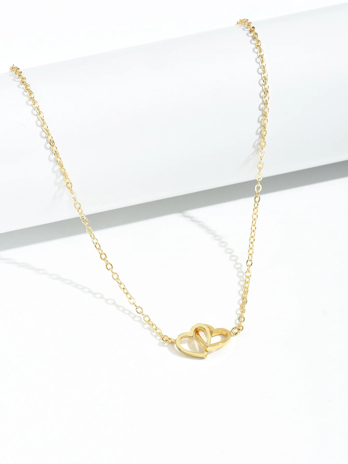 Tiny Double Heart Chain Necklace for Women