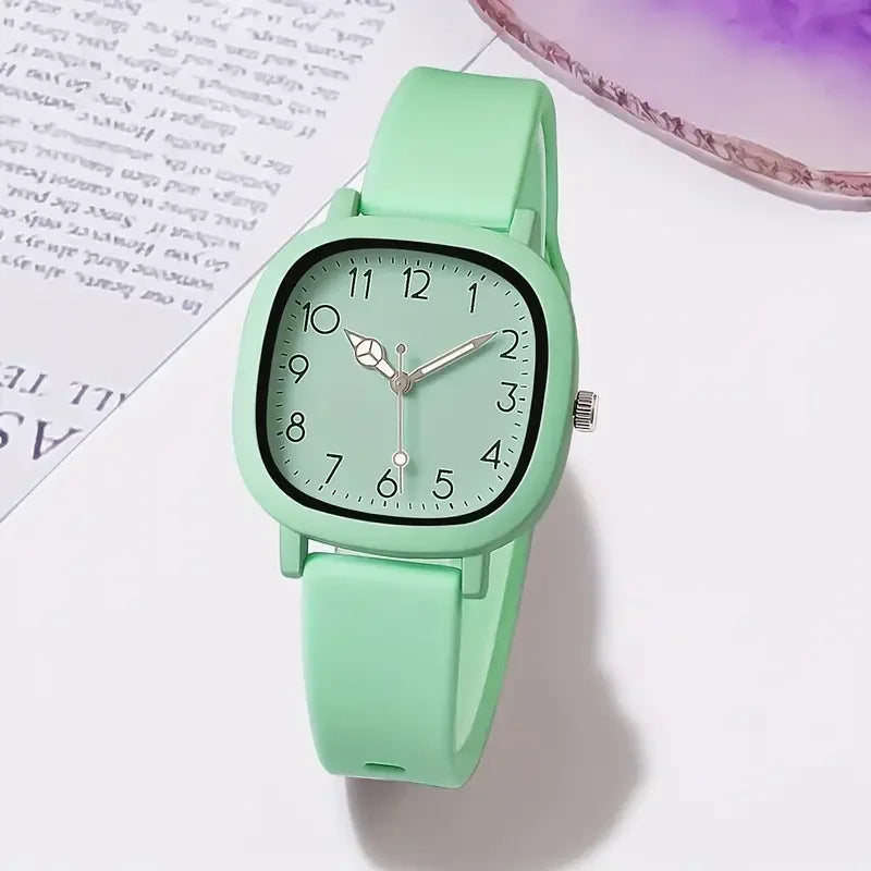 Fashion Silicone Band Women Quartz Watches Set Casual Arabic Dial Wristwatch for Girls Clock Reloj Hombre（Without Box）
