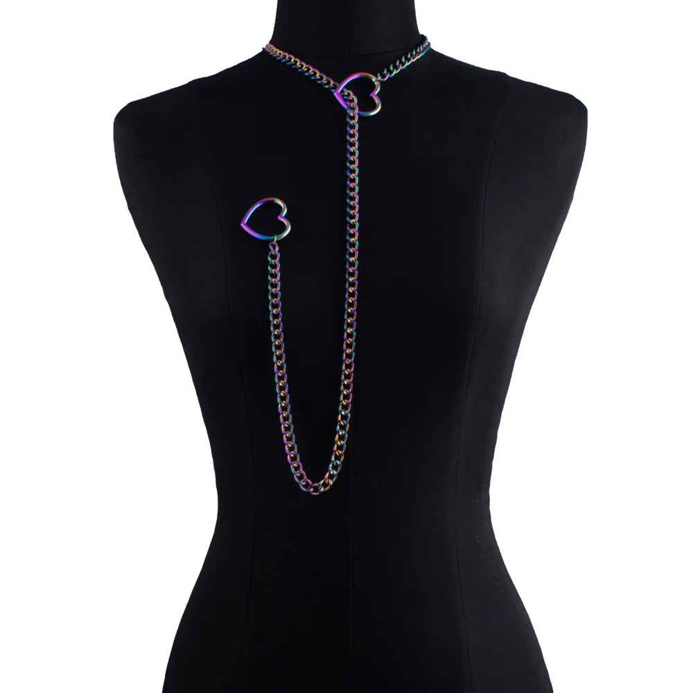 Adjustable Heart Necklace Punk Rock Jewelry for Women